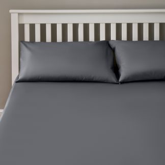 An Image of The Willow Manor Easy Care Percale King Fitted Sheet - Charcoal
