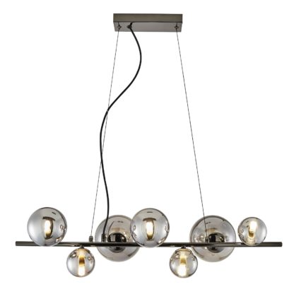 An Image of Orb II 7 Light Diner Pendant - Black Chrome Smoke