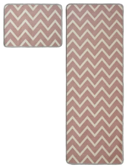 An Image of Homemaker Washable Chevron Mat & Runner - 57x150cm - Grey