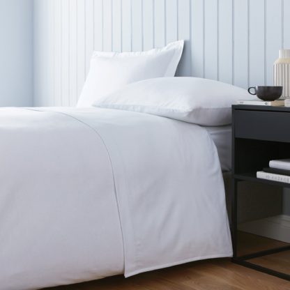 An Image of Soft & Cosy Luxury Brushed Cotton Flat Sheet White