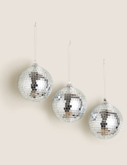 An Image of M&S 3 Pack Hanging Disco Ball Decorations