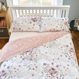 An Image of The Willow Manor Easy Care Percale Single Duvet Set Peony Posy - Blush & Green