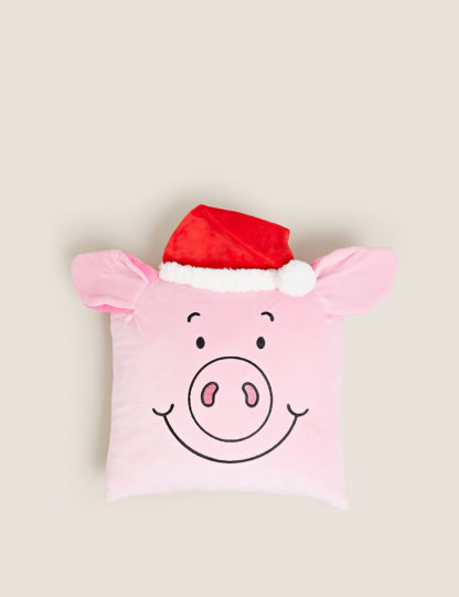 An Image of M&S Velvet Percy Pig™ Cushion