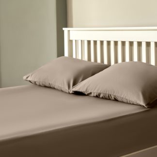 An Image of The Willow Manor 100% Cotton Percale Single Fitted Sheet - Mole