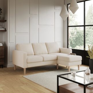 An Image of Jacob Sherpa Compact Corner Chaise Sofa Ivory