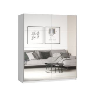 An Image of Lincoln 180cm Sliding Mirrored Wardrobe White