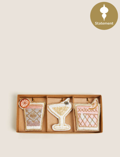 An Image of M&S 3 Pack Cocktail Appliqué Hanging Decorations