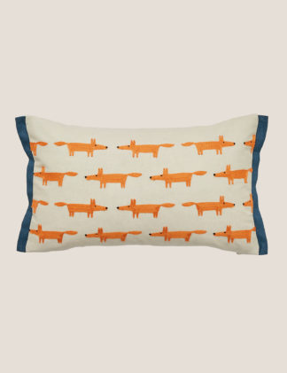 An Image of M&S Scion Pure Brushed Cotton Mr Fox Bolster Cushion