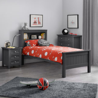 An Image of Maine Anthracite Wooden Bookcase Bed Frame - 3ft Single