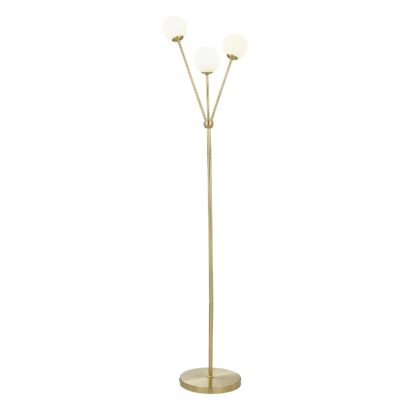 An Image of Orb 3 Light Floor Lamp - Brass & Opal