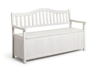 An Image of Habitat Henrietta Wooden 3 Seater Bench with Storage - White