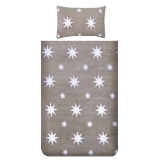 An Image of Snuggle Fleece Bedding Set - Grey Star - Single