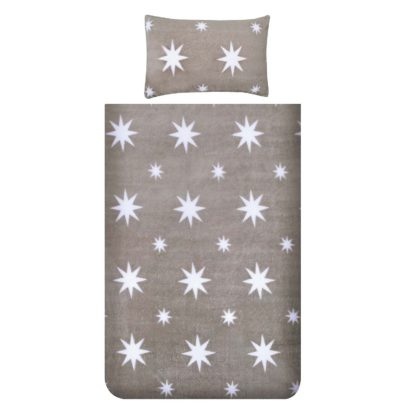 An Image of Snuggle Fleece Bedding Set - Grey Star - Single