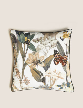 An Image of M&S Floral Embroidered & Embellished Cushion