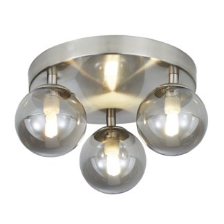 An Image of Orb 3 Light Flush Pendant - Nickel Smoke