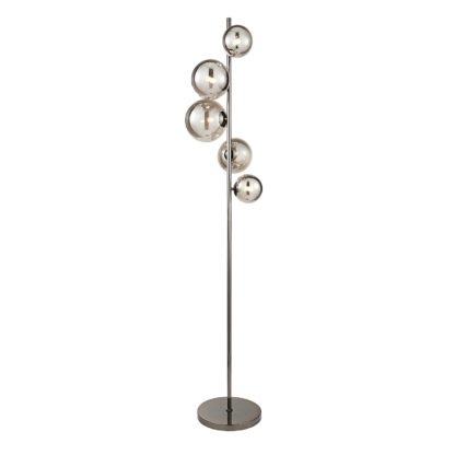 An Image of Orb II 5 Light Floor Lamp - Black Chrome Smoke