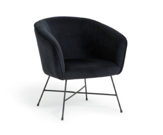 An Image of Habitat Jax Velvet Accent Chair - Black