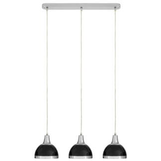 An Image of Jasper Black Shade Chrome Pendant Light