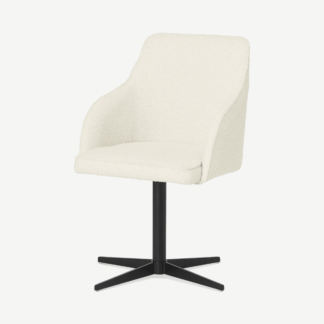 An Image of Keira Office Chair, Whitewash Boucle with Black Legs