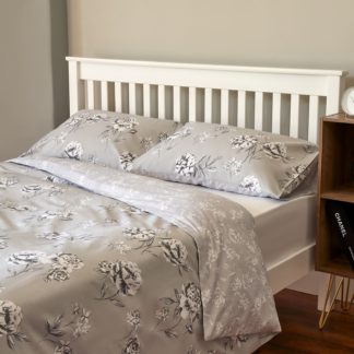 An Image of The Willow Manor 100% Cotton Percale King Duvet Set Graphic Floral - Grey