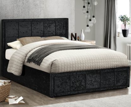 An Image of Hannover Black Velvet Fabric Bed Frame - 4ft Small Double