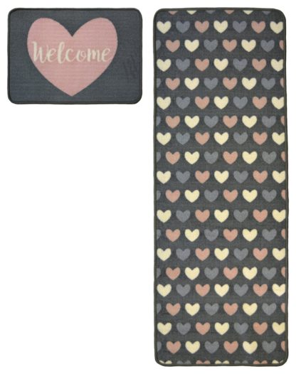 An Image of Homemaker Washable Chevron Mat & Runner - 57x150cm - Grey