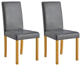 An Image of Argos Home Pair of Faux Leather Dining Chairs - Grey