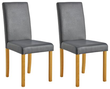 An Image of Argos Home Pair of Faux Leather Dining Chairs - Grey