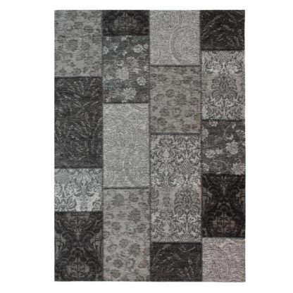 An Image of Romance Patchwork Rug Grey and White