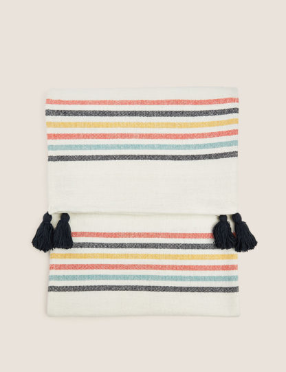 An Image of M&S Pure Cotton Striped Throw