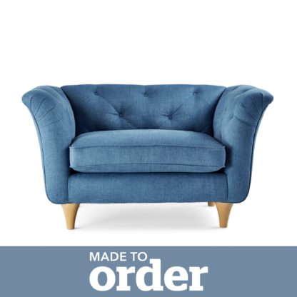 An Image of Jaipur Snuggle Chair Brushed Plain Fabric Blue