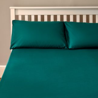 An Image of The Willow Manor Easy Care Percale King Fitted Sheet - Dark Teal