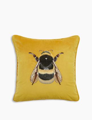 An Image of M&S Velvet Bee Embroidered Cushion