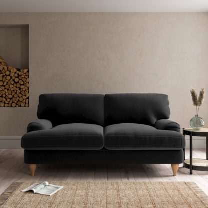 An Image of Darwin Luxury Velvet 2 Seater Sofa Black