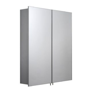 An Image of Croydex Warwick Double Door Illuminated Aluminium Bathroom Cabinet