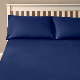 An Image of The Willow Manor Easy Care Percale King Fitted Sheet - Navy