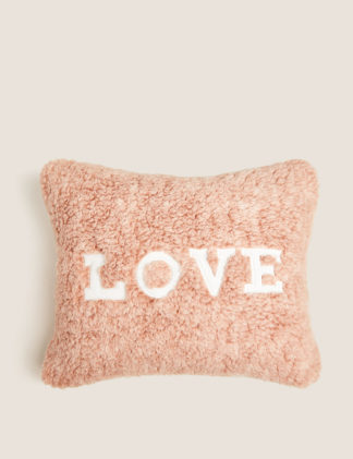 An Image of M&S Teddy Love Slogan Mini Cushion