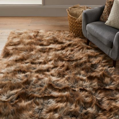 An Image of Siberia Faux Sheepskin Rug Siberia Brown