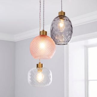 An Image of Elodie Glass Cluster Multicoloured Ceiling Fitting Pink, Grey and White