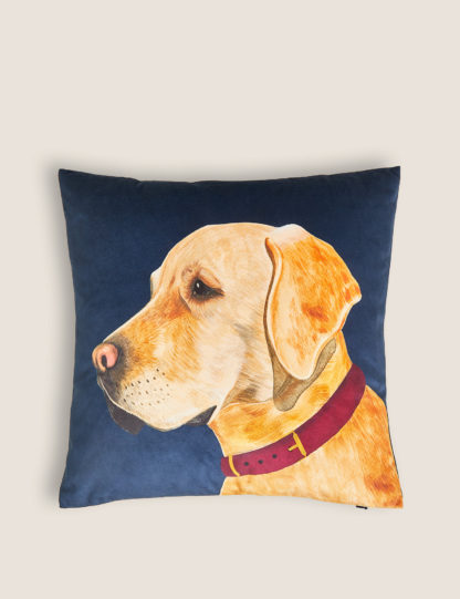 An Image of M&S Velvet Labrador Print Cushion
