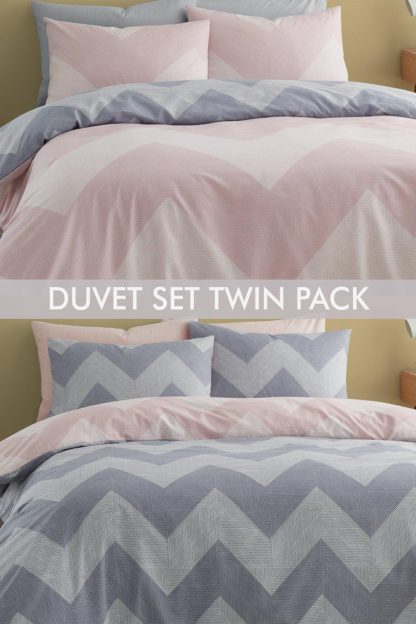 An Image of Geo Twin Pack Double Duvet Set