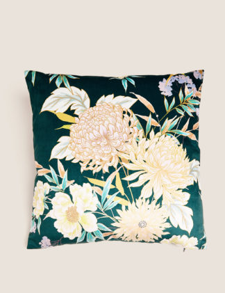 An Image of M&S Velvet Decorative Floral Cushion