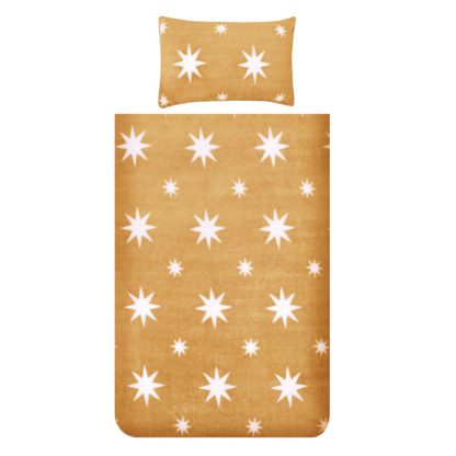 An Image of Snuggle Fleece Bedding Set - Ochre Star - Single