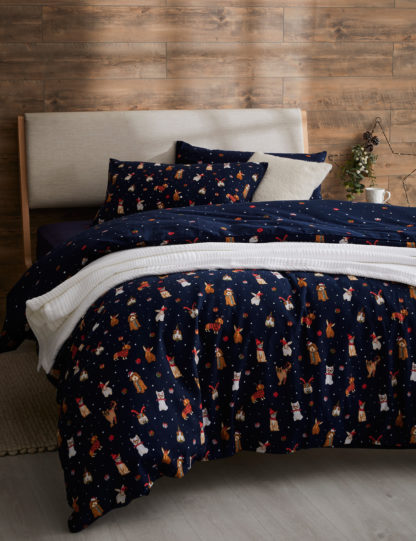 An Image of M&S Pure Brushed Cotton Santa Paws Bedding Set