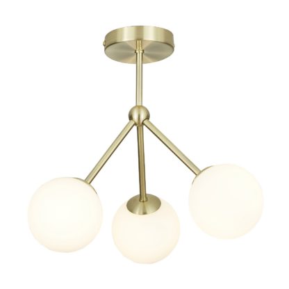 An Image of Orb 3 Light Flush Pendant - Nickel Smoke