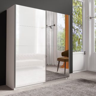 An Image of Lincoln 200cm Sliding Gloss Mirrored Wardrobe White