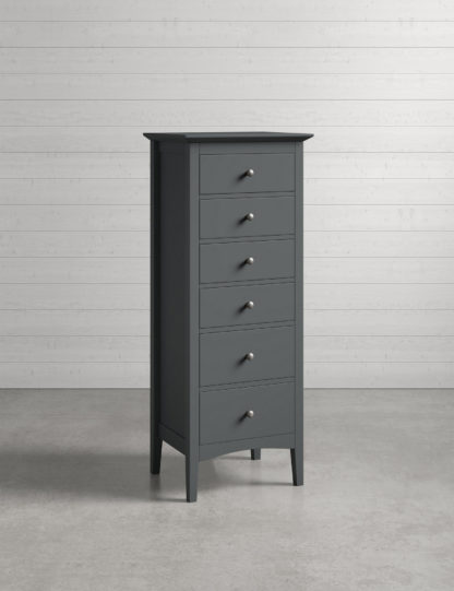 c1d76811965977abefc2b22a62aaeddd2f71db3647a9fdd71a833865e1d8c561.jpg An Image of M&S Hastings Dark Grey Tall 6 Drawer Chest, Dark Grey