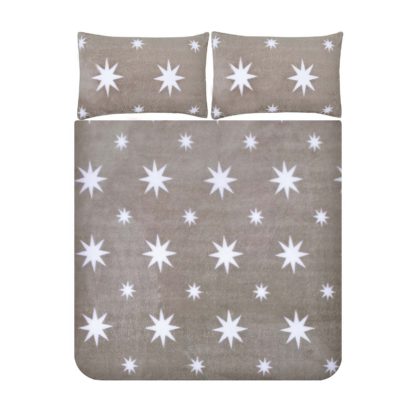An Image of Snuggle Fleece Bedding Set - Grey Star - Double