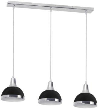 An Image of 3 Bulb Pendant Light with Black Shades - Chrome