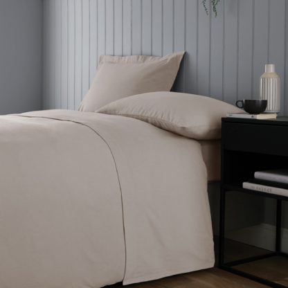 An Image of Soft & Cosy Luxury Brushed Cotton Flat Sheet White